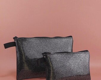 Sparkle Pouch Made with Vinyl | Toiletry Bag, Travel Bag, Makeup Organizer, Cosmetic Bag