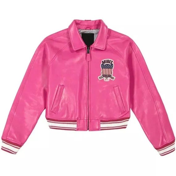 アビレックス レディース ピンク クロップド レザー ジャケット USA