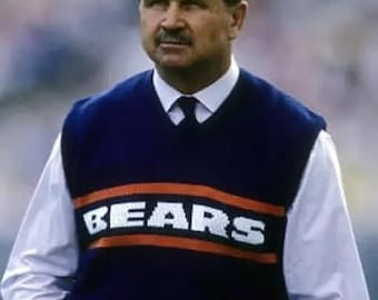 Mike Ditka Chicago Wool Vest Bears Embroidered Sweater – Classic Sleeveless Pullover