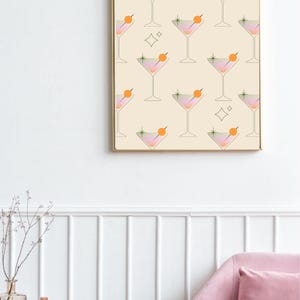 Pastel Martini Impressão Simétrica Martini Art Paining Espresso Martini 'Tini Imprime Happy Hour Impressão Martini Art Print Martini Art Painting