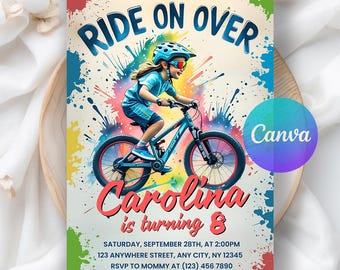 Dirt Bike Birthday Invitation, Dirt Bike Adventure Invite, Motocross Birthday Invite, Motorbike Printable Invite, Editable Canva Template