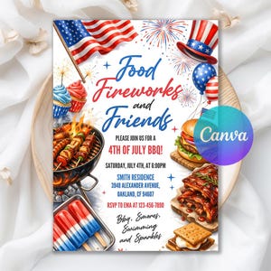 4th Of July BBQ Invitation, Party In USA Invite, Independence Day BBQ Barbeque Invite, July Fourth Food Friend and Firework, Editable Canva
independence day bbq,4th july bbq invite,4th july barbeque,4th july bbq,4th july printable,4th july template,4th july invitation,4th of July Invite,July fourth invite,red white blue party,fourth of july party,patriotic invites,party in the usa
4th of July BBQ Invitation, Editable USA Independence Day Party Invite, Digital Canva Template