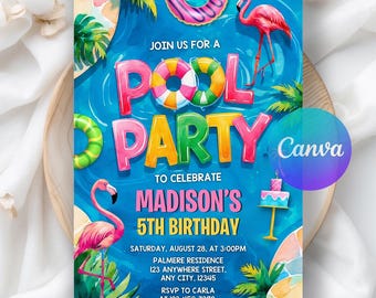 Bruh compleanno pizza e festa in piscina invita telefono evite, modello digitale Canva, invito di compleanno per ragazze ragazzi teenager nel cortile, slang teenager - Italia