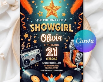 Life Of A Birthday Girl Invitation, Showgirl-Era Party Invite, Digital Download, Editable Canva Template