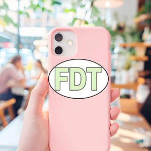 Autocollant anti-atout, autocollant FDT. Sticker minimaliste Fuck Donald Trump en crème citron vert. Résistez au fascisme, résistez à la tyrannie, Sticker bouteille d'eau