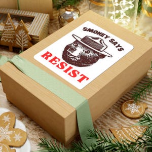 Bescherm nationale parken, Smokey Bear "Resist" Kiss-Cut Stickers, Milieubewustzijn, anti-troef, stop tirannie