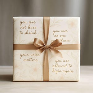 Papel de regalo para cartas a la hija, papel de regalo feminista con afirmaciones escritas a mano, papel de empoderamiento para mujeres