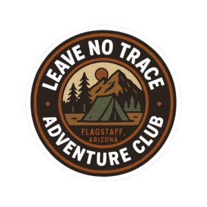 Benutzerdefinierte Ort hinterlassen keine Spuren Adventure Club Aufkleber Vintage Camping Dekor, umweltfreundliche Aufkleber, ideal für Laptops, Abenteuerliebhaber