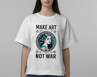 戦争ではなく芸術を作ろう PNG: ヴィンテージTシャツデザイン（デジタルダウンロード）