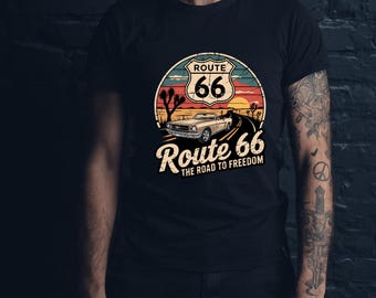 Route 66 Vintage Car PNG: Retro Road Trip Art (Digital Download