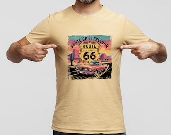 Route 66 veteranbil PNG: Retro roadtrip-konst (digital nedladdning)