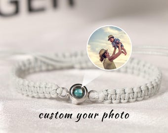 Custom Dad Bracelet With Kids Photo,Personalized Photo Projection Bracelet,Gift for Dad,Christmas Gift,Picture Inside Jewelry