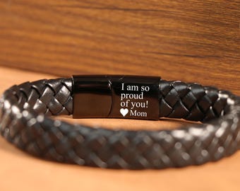 Personalized Men's Hidden Message Leather Bracelet,Engraved Leather bracelet, Men's Personalized Bracelet, Gift for him MX