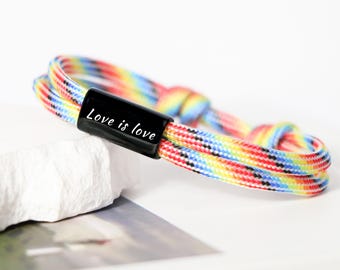 Liebe ist Liebe Regenbogen Armband, Personalisiertes Regenbogen Armband, Pride Armband für Männer und FrauenLGBT CSD Festival Schmuck, Regenbogen Pride Armband