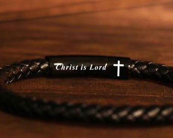 Personalized Christian Leather Bracelet,Custom Inspirational Bible Verse Bracelet,Religious Gift,Faith Graduation Gift,Bible Verse Bracelet