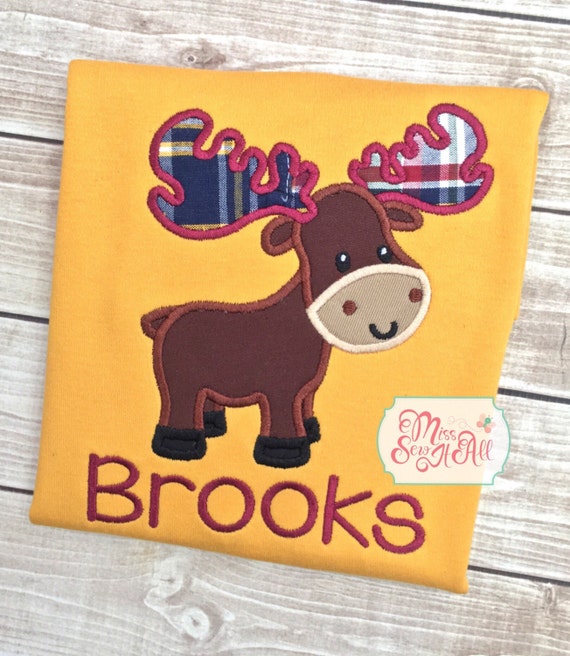 Moose Shirt - Boys Moose Shirt - Boys Plaid Moose Shirt - Boys Fall Shirt - Boys Winter Shirt