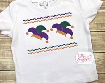 Boys Smocked Mardi Gras Shirt, Boys Mardi Gras Shirt, Mardi Gras Tee