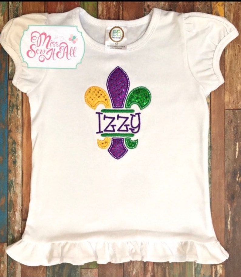 Mardi Gras Glitter Fleur De Lis Shirt Girls Mardi Gras Fleur Etsy