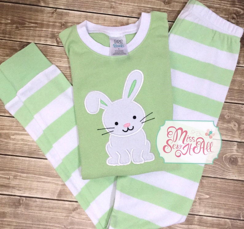 Children's Striped Bunny Pajamas Custom Easter Bunny Etsy