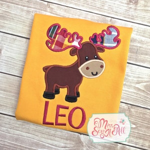 Moose Shirt - Boys Moose Shirt - Boys Plaid Moose Shirt - Boys Fall Shirt - Boys Winter Shirt afbeelding 4