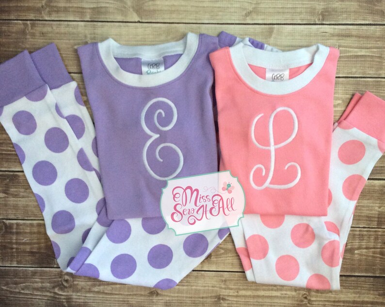 Children's Pink Polka Dot Spring Pajamas Custom Girls Etsy