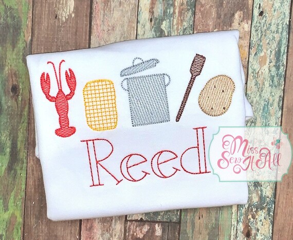 Boys Crawfish Boil Tee, Stitched Design, Personalized Name