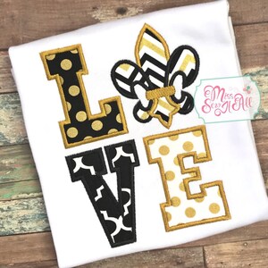 Black and Gold Love Shirt, Custom Fleur De Lis Shirt, Football LOVE Shirt, Louisiana Love Shirt