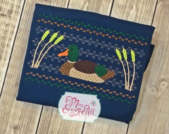 Boys Navy Mallard Shirt, Smocked Duck Romper