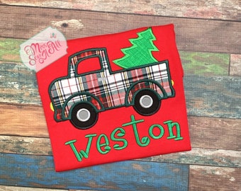 Boys Christmas Shirt, Custom Christmas Shirt, Christmas Truck Shirt, Boys Christmas Truck Shirt
