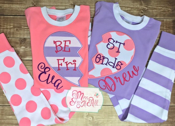 Girls Best Friend Pajamas Custom Best Friend Pajama Sets Girls Pajama Sets BFF Pajamas Etsy Canada