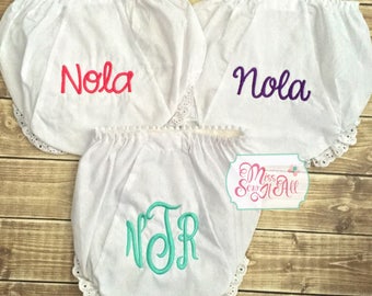 Baby White Eyelet Diaper Cover, Baby Bloomers, Custom Baby Bloomers, Monogrammed Baby Bloomers