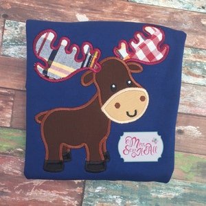 Moose Shirt - Boys Moose Shirt - Boys Plaid Moose Shirt - Boys Fall Shirt - Boys Winter Shirt afbeelding 3