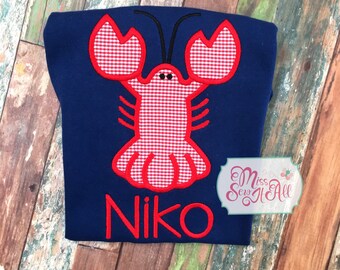 Personalized Crawfish Appliqué Shirt, Navy Blue