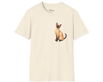 Camiseta con estampado de gato siamés: tipografía de arte tailandés, diseño de maullido relajado