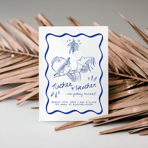 Benutzerdefinierte Hochzeitseinladung Design | Paar Line Art Portrait | Personalisierte Jungvermählten Illustration Dekor | Minimalistische Verlobungsanzeige