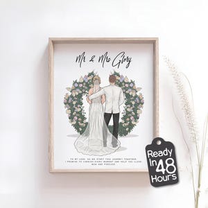 Individuelle Braut Bräutigam & Paar Illustration | Hochzeit einladen Karte | Elegantes Braut Geschenk | Jahrestag Verlobung Andenken | Brautpaar Wohnkultur