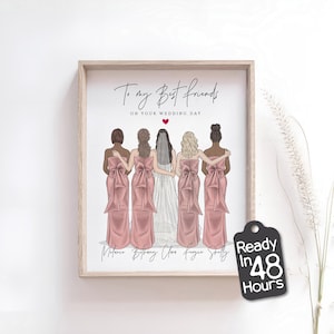 Custom Bridesmaid Illustration | Personalized Bride Squad Proposal Gift | Rustic Boho Wedding Decor | Bridal Party Portrait, Unique Keepsake