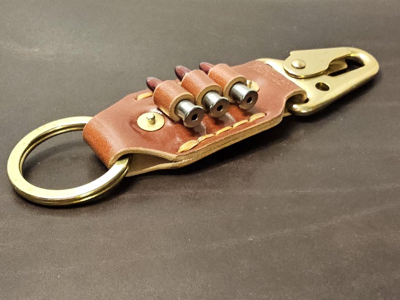 Shell Cordovan Leather Keychain - Cartridge Loop Keyfob - .22 LR ...