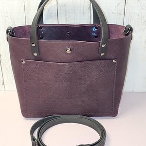Small Tote w/ Crossbody Strap - Badalassi Carlo Minerva Box Leather - Violet