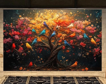 Tree of Life achterwand van gehard glas,achterwand keuken achter fornuis,glazen achterwand keuken voor keuken,achterwand rustiek achter fornuis
