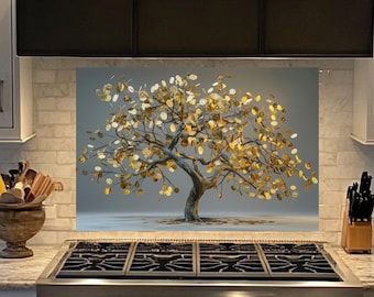 Tree of Life achterwand van gehard glas,achterwand keuken achter fornuis,glazen achterwand keuken voor keuken,achterwand rustiek achter fornuis