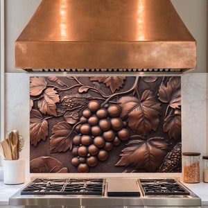 Panneau de dosseret de poêle en verre trempé couleur cuivre raisin, couvercle supérieur de poêle, carrelage pour dosseret de cuisine, décoration de cuisine, couvercle arrière de poêle, crédence
