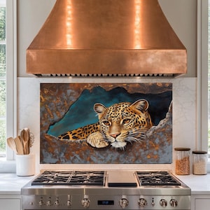 Lion Tempered Glass Backsplash,Copper Splashback Tile,Backsplash Behind Stove,Glass Backsplash For Kitchen,Splashback Back Cover