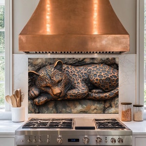 Tempered Glass Backsplash,Copper Lion Splashback Tile,Backsplash Behind Stove,Glass Backsplash For Kitchen,Splashback Back Cover