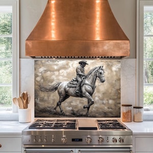 Panneau de dosseret de poêle en verre trempé cowboy, couvercle supérieur de poêle, carrelage pour dosseret de cuisine, décoration de cuisine, couvercle arrière de poêle, crédence