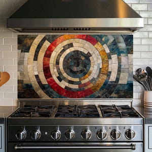 Mozaïek gehard glas keuken backsplash achter fornuis, glazen backsplash voor keuken, rustieke keuken backsplash, backsplash fornuis, backsplash fornuis, backsplash