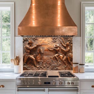 Panneau de dosseret de poêle en verre trempé cowboy, couvercle supérieur de poêle, carrelage pour dosseret de cuisine, décoration de cuisine, couvercle arrière de poêle, crédence