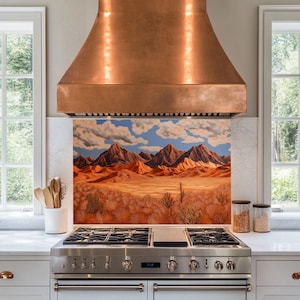 Panneau de dosseret de poêle en verre trempé Copper Mountain, couvercle supérieur de poêle, carrelage pour dosseret de cuisine, décoration de cuisine, couvercle arrière de poêle, crédence