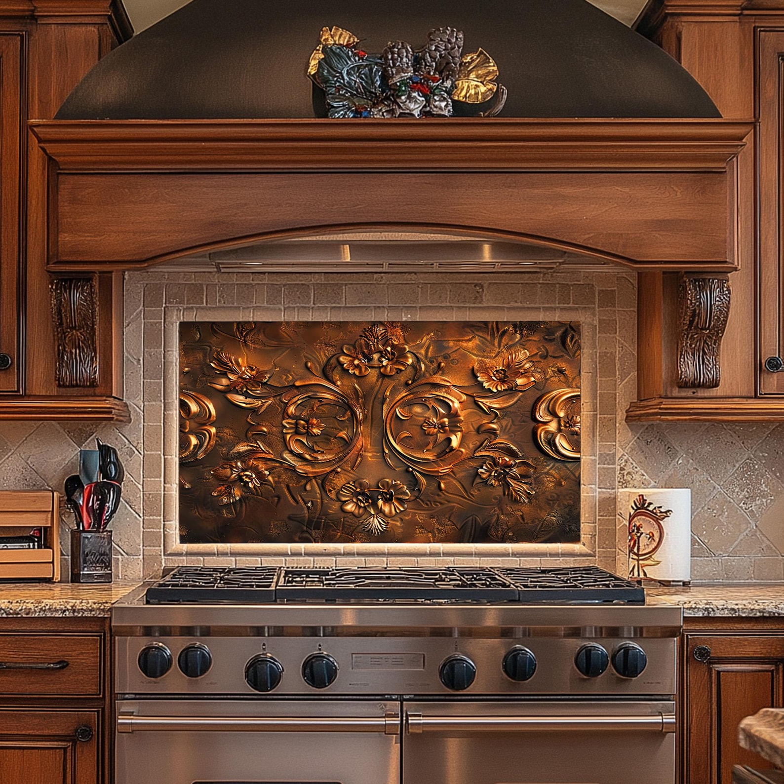 Tempered Glass Backsplash,copper Flower Backsplash Tiles,splashback for