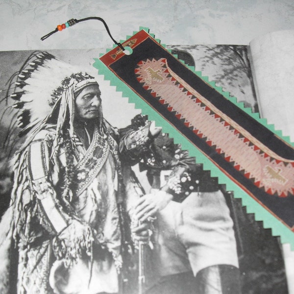Western Bookmarker Indian Canoe "  with beaded tassel Bookish Gift